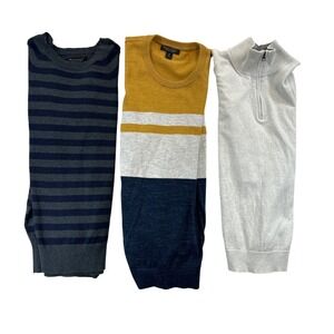 Banana Republic Sweaters Lot Mens M Striped Colorblock 1/4 Zip Cotton Cashmere